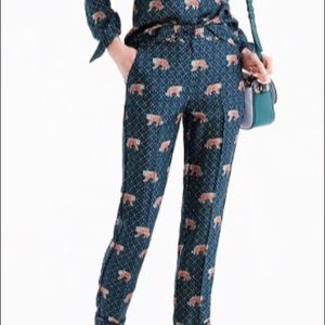J.Crew Silk Easy Pant in Tiger Print